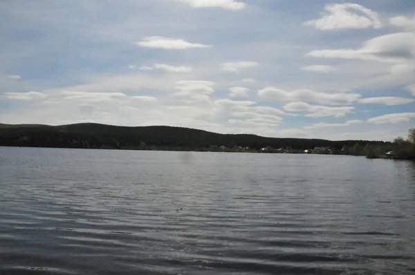Jezioro Chebarkul Lato Dzień Chmury — Zdjęcie stockowe
