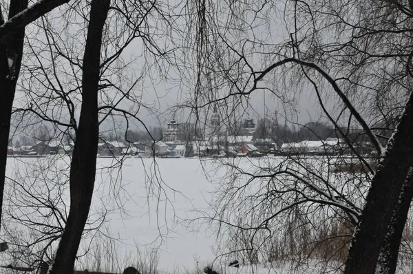 Озеро Селигер Город Осташков Зима День — стоковое фото
