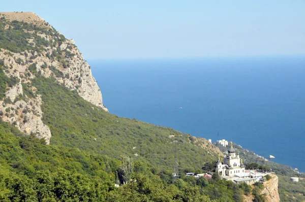 Krim Baidarpasset Utsikt Foros Kirke Havet – stockfoto