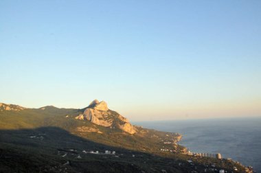 Kırım'da, Karadeniz, şehir tarafından deniz, gün batımı, ufuk