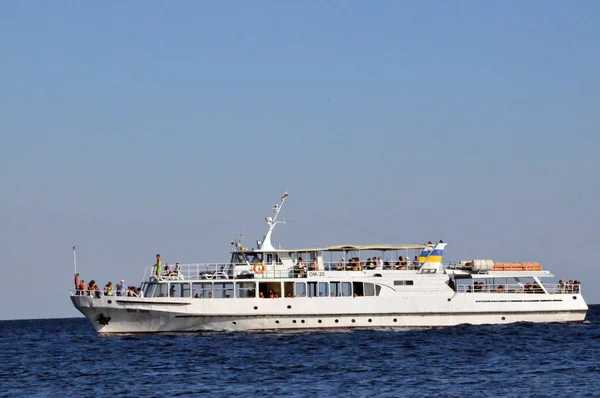 Crimeia Foros Verão Mar Céu Barco Recreio — Fotografia de Stock