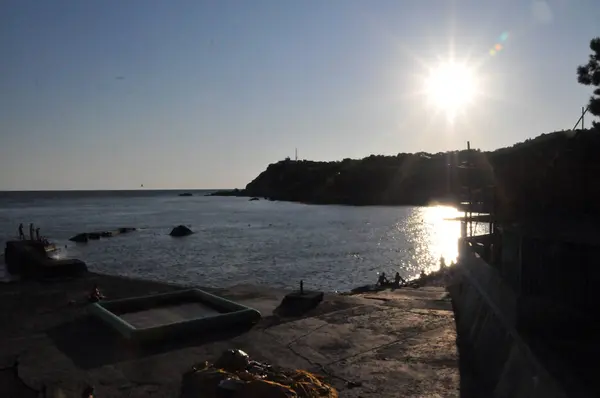 Crimée Foros Été Jour Mer Côte Soleil Coucher Soleil — Photo