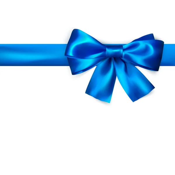 Decorative Bow Horizontal Blue Ribbon Blue Bow Page Decor Isolated — Stock Vector