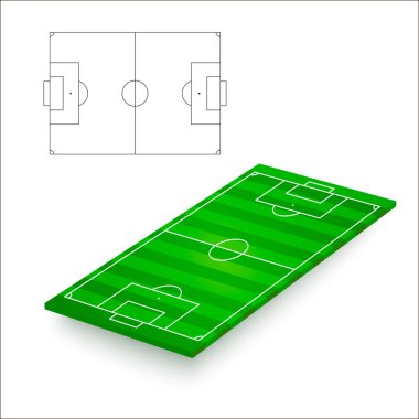 Yeşil çim futbol ya da futbol sahası dokulu. Kroki futbol sahası. Vektör çizim
