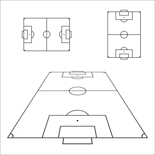 Croquis Des Terrains Soccer Élément Conception Terrain Football Modèle Vue — Image vectorielle