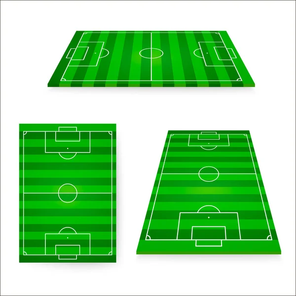 Soccer Field Set Green European Football Field Design Element Vector — Stock Vector