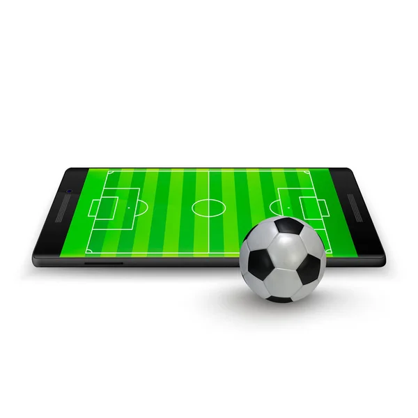 Scommesse Sportive Online Calcio Onlite Cellulare Orizzontale Con Pallone Calcio — Vettoriale Stock
