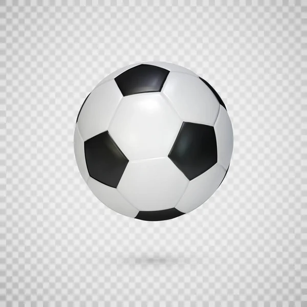 Soccer Ball Isolated Transparent Background Black White Classic Leather Football — Stock Vector