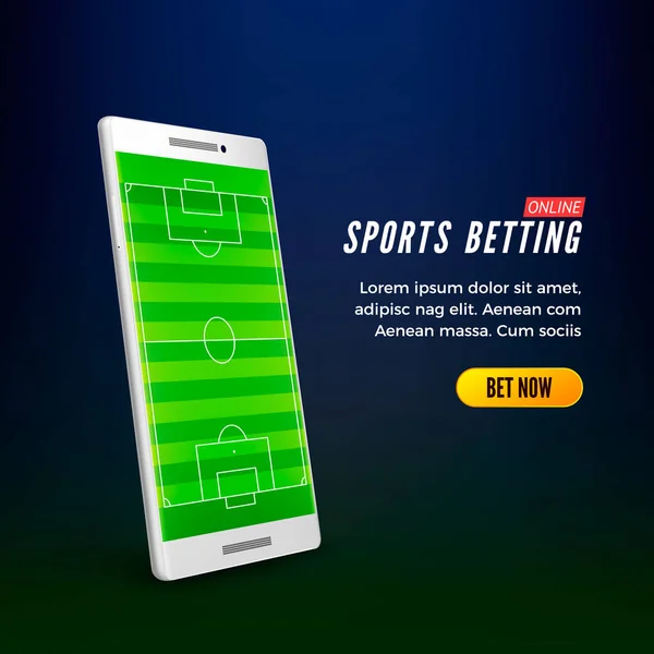 Modèle Bannière Web Paris Sportifs Ligne Smartphone Avec Terrain Football — Image vectorielle