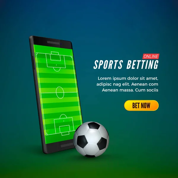 Modèle Bannière Web Paris Sportifs Ligne Smartphone Avec Terrain Football — Image vectorielle