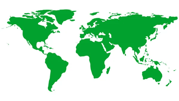 Grüne Weltkarte Isoliert Auf Weißem Hintergrund Grüner Planet Weltumwelttag Vektorillustration — Stockvektor