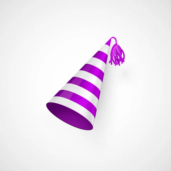 Sombrero Cumpleaños Púrpura Con Textura Rayas Ilustración Vectorial Aislada Blanco — Vector de stock