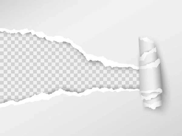 Zerrissenes Papier Realistisches Loch Blatt Papier Auf Transparentem Hintergrund Vektorillustration — Stockvektor