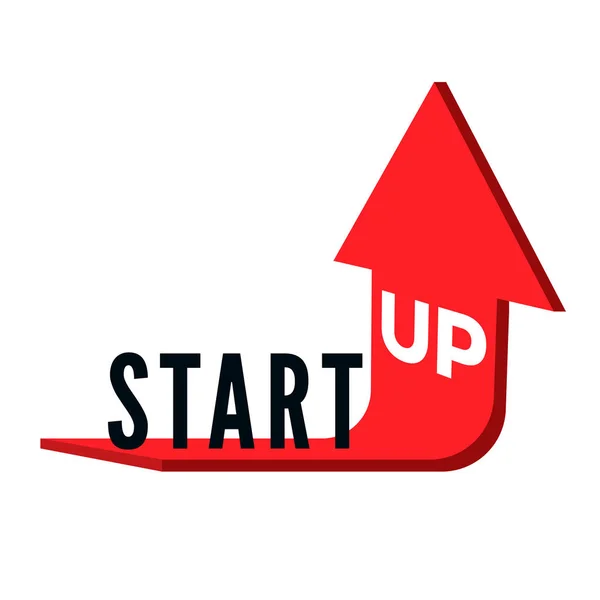 Start Concepto Negocio Texto Start Flecha Roja Que Dobla Dirige — Vector de stock