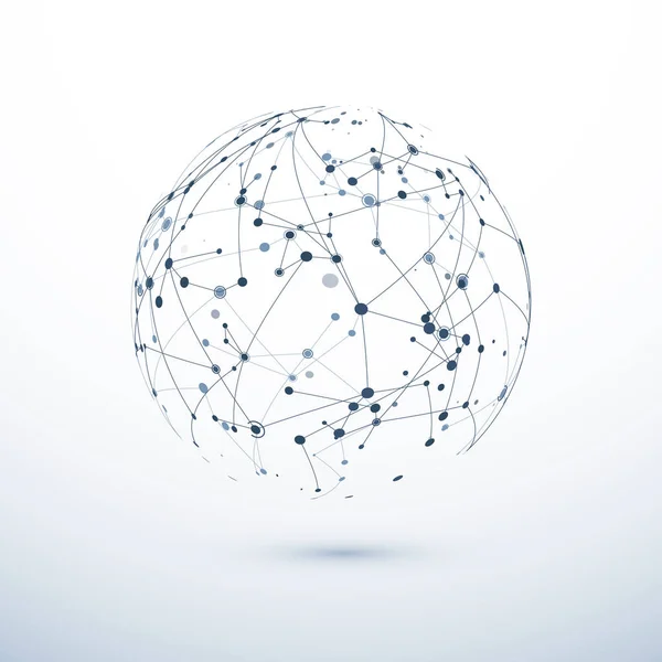 Globális Hálózat Ikonra Absztrakt Világméretű Web Szerkezete Gömb Csomópontok Kapcsolatok — Stock Vector