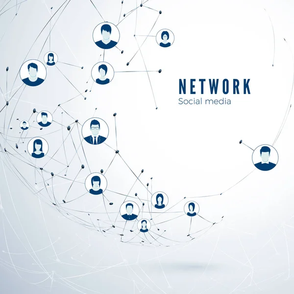社会的なメディア ネットワークの構造 グローバル接続 パートナーシップのユーザー接続 ベクトル図 — ストックベクタ