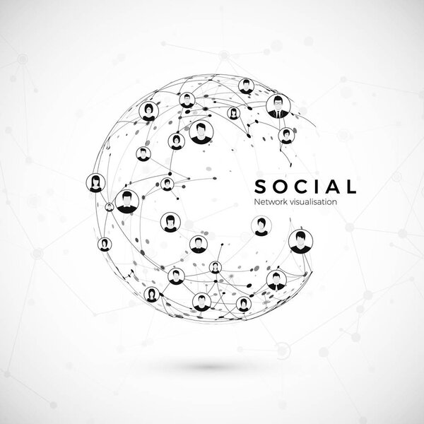 Социальная сеть. Структура связи глобуса. World wide web concept. Векторная иллюстрация
