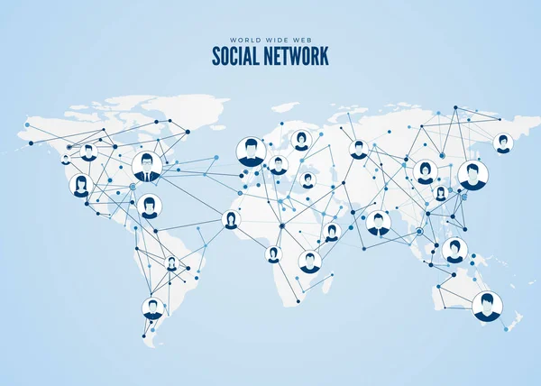 World Wide Web Struttura Rete Globale Con Mappa Del Pianeta — Vettoriale Stock