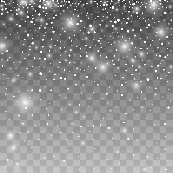 Realistický Padající Sněhové Vločky Vektorové Ilustrace Izolované Průhledném Pozadí — Stockový vektor