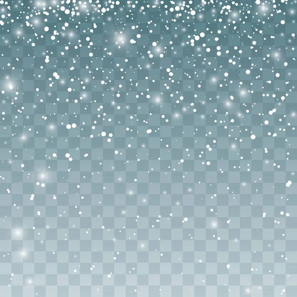 Snöfall Mönster Fallande Snöflingor Vektorillustration Isolerade Transparent Bakgrund — Stock vektor