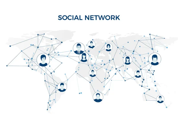 Social Media Graficzny Globalnej Sieci Połączeń Sieci Społecznej Struktury Mapie — Wektor stockowy