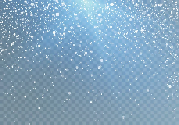 Snowfall Pattern Blue Shine Falling Snowflakes Vector Illustration Isolated Transparent — Stock Vector