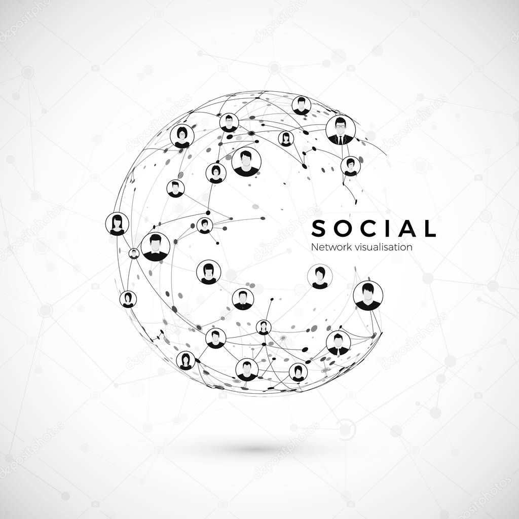 Social network. Structure of globe connection. world wide web concept. Vector illustration