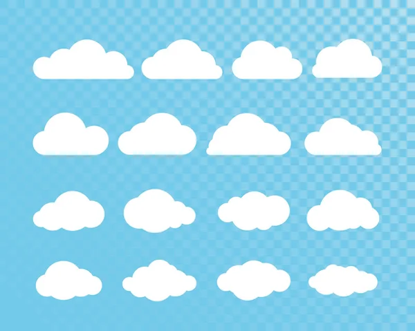 Nube Conjunto Nublado Blanco Abstracto Aislado Sobre Fondo Transparente Ilustración — Vector de stock