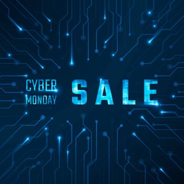 Siber Pazartesi satış teknoloji afiş. Vektör çizim