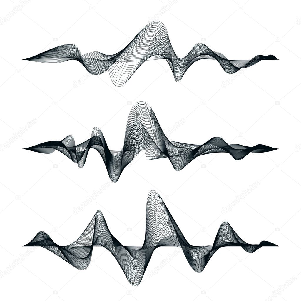 Sound waves track design. Set of audio waves. Abstract equalizer. Vector illustration