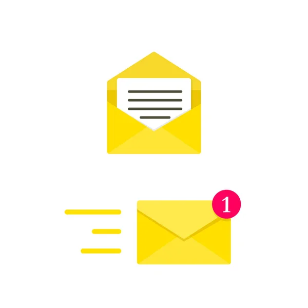 Mail Envelop Concept Digitale Post Gele Envelop Vectorillustratie — Stockvector