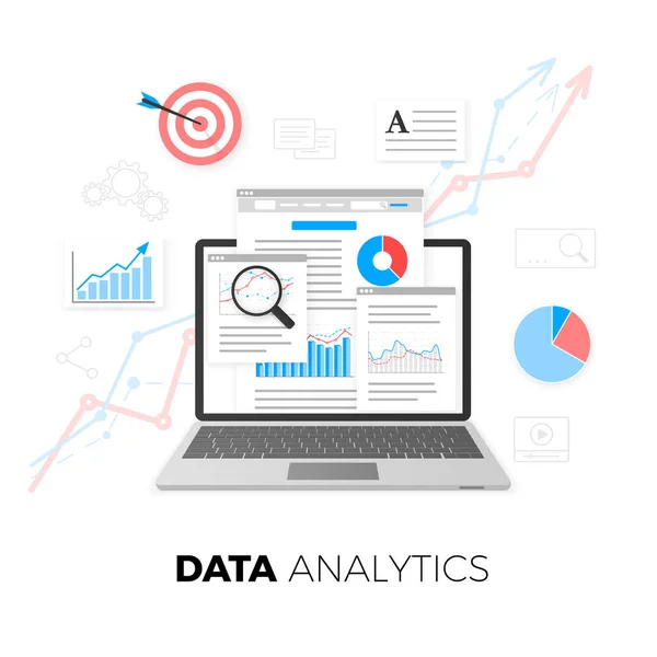 Datenanalyse Konzept Seo Optimierung Suchmaschinenoptimierung Seo Content Marketing Webanalyse Design — Stockvektor