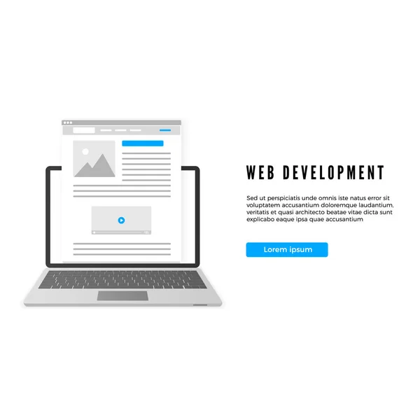 Website Development Concept Website Landing Page Template Computer Display — Stock Vector