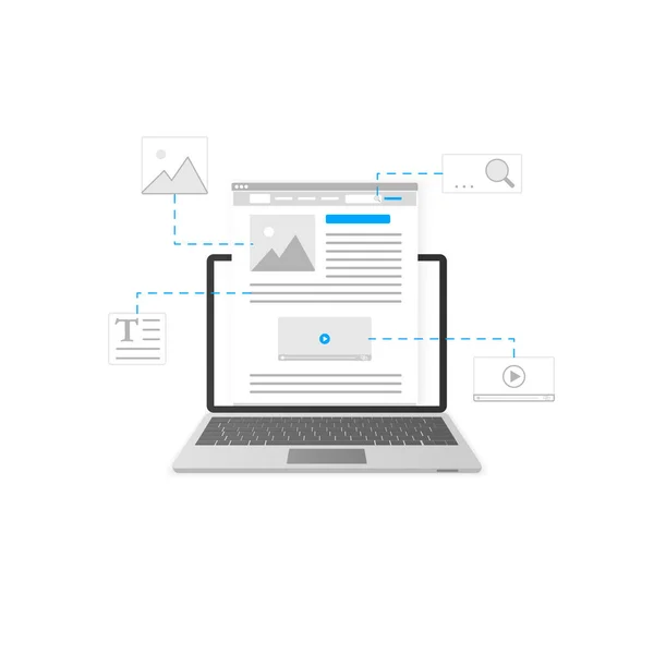 Блог Блоги Контент Маркетинг Искушают Дизайн Концепция Разработки Сайта Векторная — стоковый вектор