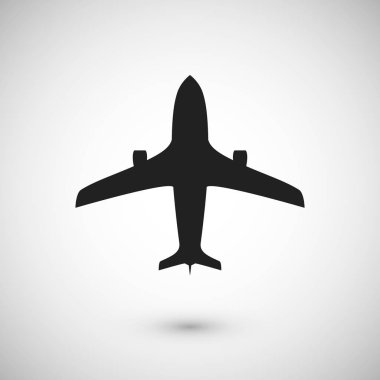 Uçak simgesi. Jet siluet şablonu. İzole vektör çizim