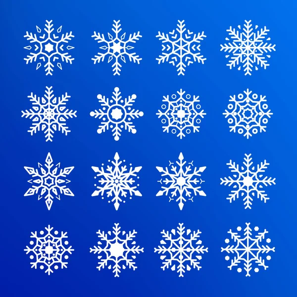 Snowflake Set Colecție Abstractă Fulgi Zăpadă Albi Anul Nou Elemente — Vector de stoc