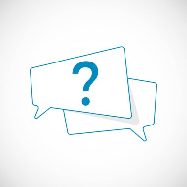 Soru işareti Doodle. Soru işareti mavi konuşma balonu Web simgesi olarak. Mobil kavramı ve web uygulamaları için web simge unsuru. Vektör çizim