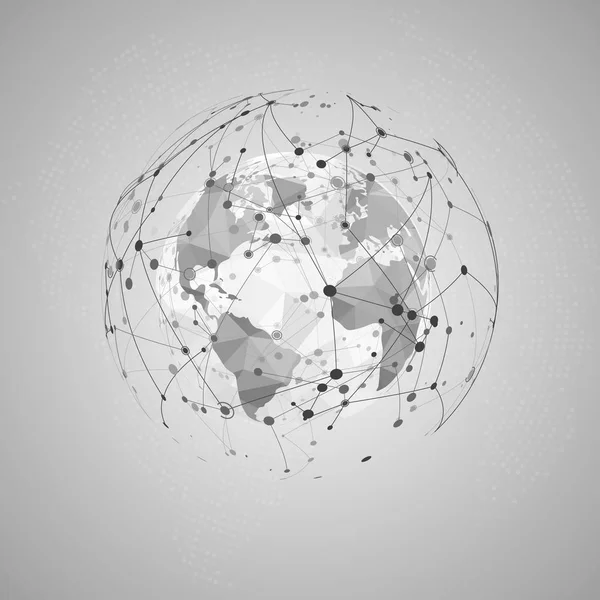 Résumé Concept Internet World Polygonal Map Visualization Plexus Network Structure — Image vectorielle