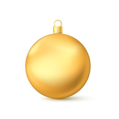 Gerçekçi altın Noel top. Yılbaşı oyuncak. Vektör çizim üzerinde beyaz izole