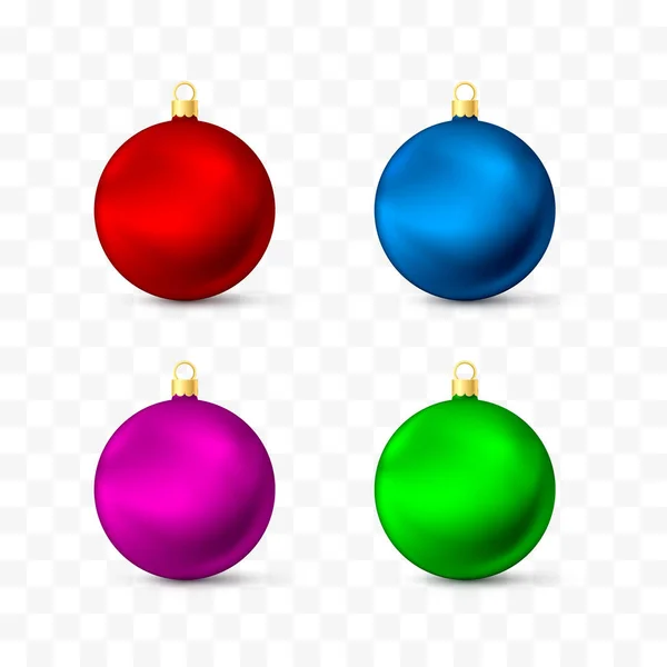 Brinquedos Natal Decorações Cores Diferentes Conjunto Realista Ilustração Vetorial Isolada — Vetor de Stock