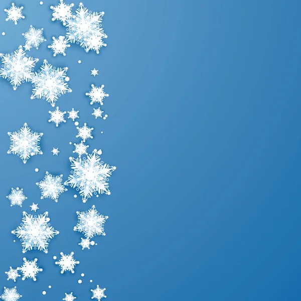 折り紙雪の罫線クリスマスと新年の休日の装飾要素 青の背景に分離したベクトル図 — ストックベクタ