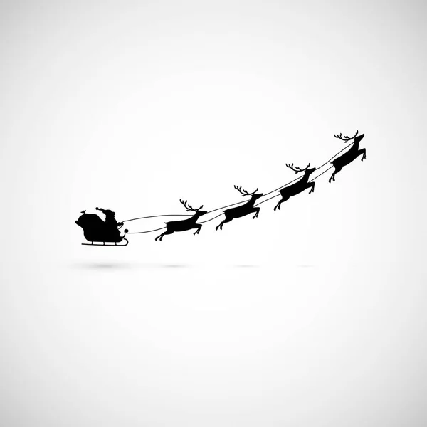 Santa Sleigh Reindeers Fly Vector Illustration — Stock Vector