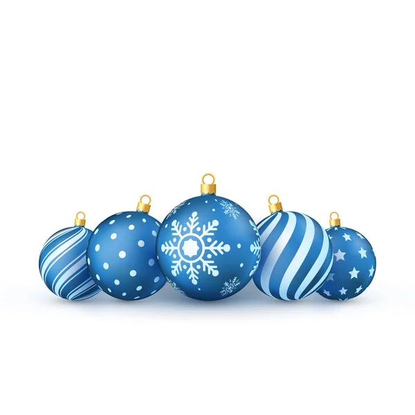 Blaue Weihnachtskugeln Set Urlaub Dekorative Neujahrsbaum Spielzeug Vektor Illustration Isoliert — Stockvektor