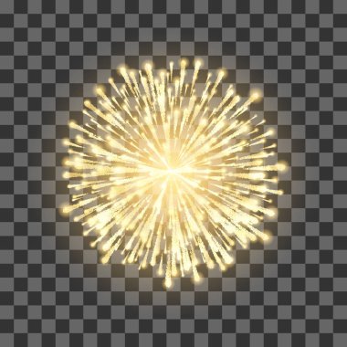 Saydam arka plan üzerinde havai fişek. Festivali Altın havai fişek. Vektör llustration