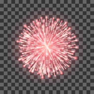 Kırmızı havai fişekler. Festival güzel havai fişek. Saydam arka plan üzerinde vektör llustration