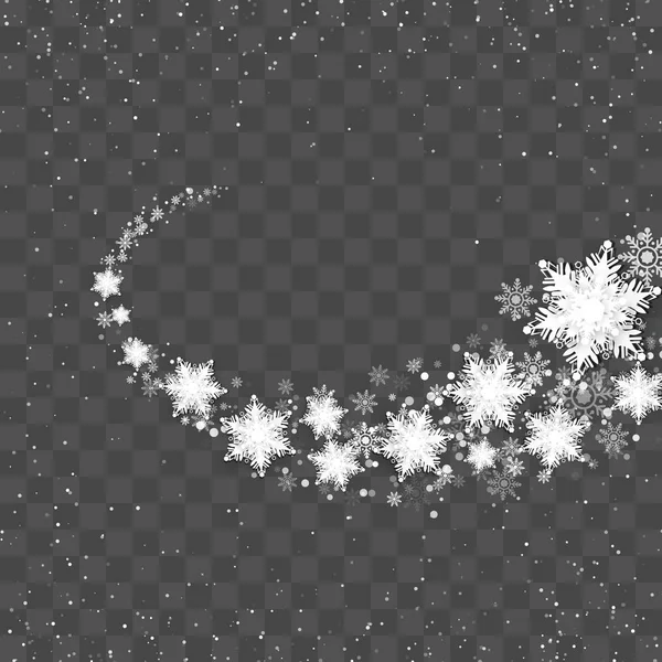 Sneeuw Blizzard Effect Sneeuw Parcours Abstracte Helderwit Shimmer Gloeiende Scatter — Stockvector