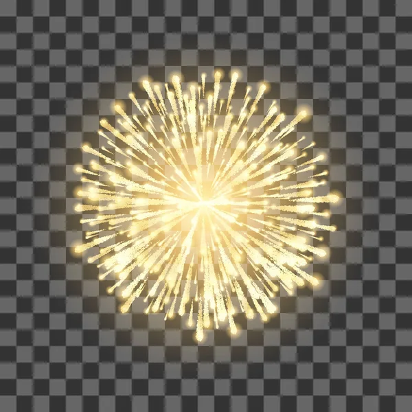 Fireworks Transparent Background Festival Gold Firework Vector Llustration — Stock Vector
