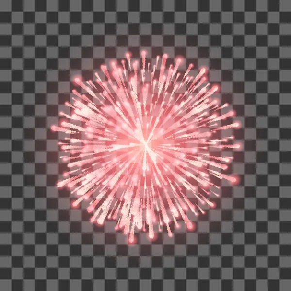 Rotes Feuerwerk Festival Schönes Feuerwerk Vektor Llustration Auf Transparentem Hintergrund — Stockvektor