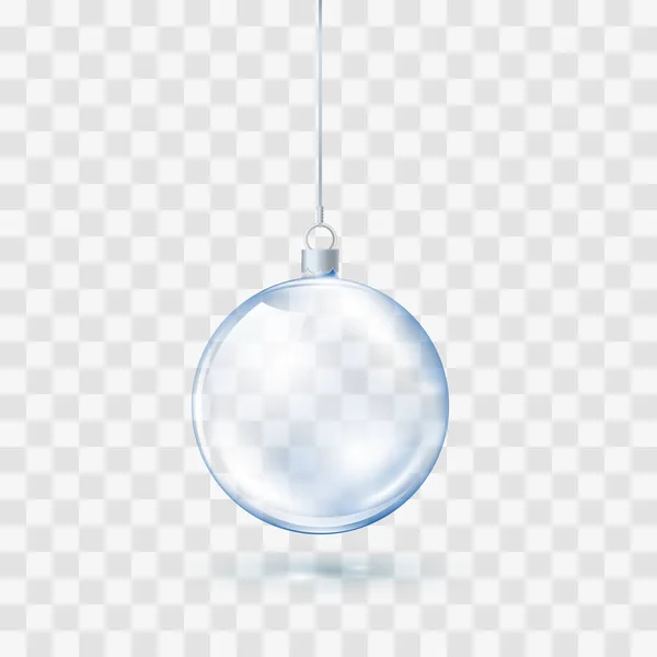 Bola Natal Transparente Vidro Azul Bola Vidro Natal Fundo Transparente — Vetor de Stock