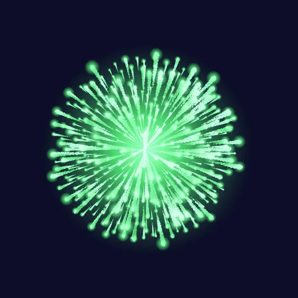 Vuurwerk Geïsoleerd Mooie Groene Vuurwerk Donkere Hemelachtergrond Lichte Decoratie Kerstkaart — Stockvector